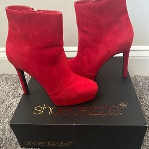 Shoe Dazzle Bold Red Heeled Boots